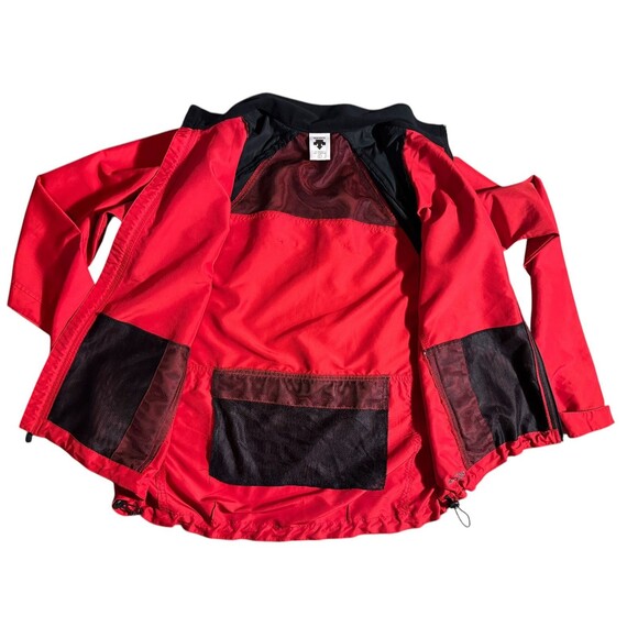 Descente Cycling Jacket Red Black Mesh Convertible Sleeves Mens L Pockets - Picture 3 of 12